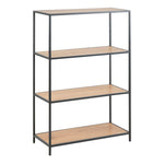 Seaford Black Metal Low Bookcase with 3 Oak Shelves 