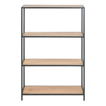 Seaford Black Metal Low Bookcase with 3 Oak Shelves 