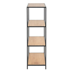 Seaford Black Metal Low Bookcase with 3 Oak Shelves 