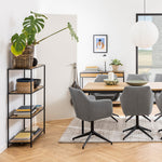 Seaford Black Metal Low Bookcase with 3 Oak Shelves 