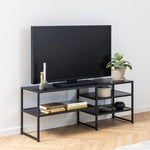 Seaford Black Metal Open TV Unit with 3 Black Shelves 