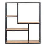 Seaford Black Metal Wide Wall Shelf with 3 Additional Oak Shelves 