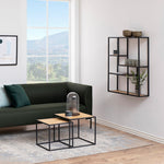 Seaford Black Metal Wide Wall Shelf with 3 Additional Oak Shelves 