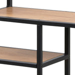 Seaford Black Metal Wide Wall Shelf with 3 Additional Oak Shelves 