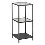 Seaford Narrow Black Metal Bookcase with 2 Glass Shelves 
