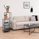 Seaford Narrow Black Metal Bookcase with 2 Glass Shelves 