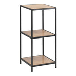Seaford Narrow Black Metal Bookcase with 2 Oak Shelves 