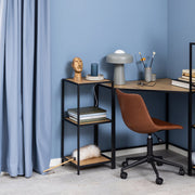 Seaford Narrow Black Metal Bookcase with 2 Oak Shelves 