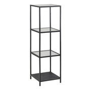 Seaford Narrow Black Metal Bookcase with 3 Glass Shelves 