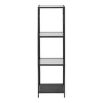 Seaford Narrow Black Metal Bookcase with 3 Glass Shelves 