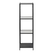 Seaford Narrow Black Metal Bookcase with 3 Glass Shelves 