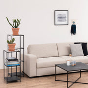 Seaford Narrow Black Metal Bookcase with 3 Glass Shelves 