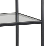 Seaford Narrow Black Metal Bookcase with 3 Glass Shelves 