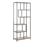 Seaford Tall Black Metal Bookcase with 5 Sonoma Oak Shelves 