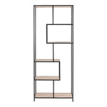 Seaford Tall Black Metal Bookcase with 5 Sonoma Oak Shelves 