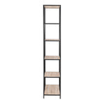 Seaford Tall Black Metal Bookcase with 5 Sonoma Oak Shelves 
