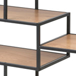 Seaford Wide Black Metal Bookcase with 4 Oak Shelves 