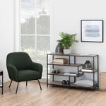 Seaford Wide Black Metal Bookcase with 4 Sonoma Oak Shelves 