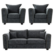 Serena Charcoal Black Fabric 3+1+1 Seater Sofa Set