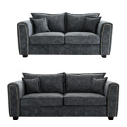 Serena Charcoal Black Fabric 3+2 Seater Sofa Set