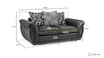 Shannon Sofa - Black/Grey 2 Seater - 167 CM 