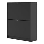 Shoes Shoe Cabinet 2 Flip Down Doors and 2 layers in Matt Black 
