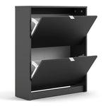 Shoes Shoe Cabinet 2 Flip Down Doors and 2 layers in Matt Black 