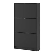 Shoes Shoe Cabinet 3 Flip Down Doors and 1 layer in Matt Black 