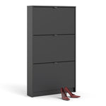 Shoes Shoe Cabinet 3 Flip Down Doors and 1 layer in Matt Black 