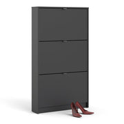 Shoes Shoe Cabinet 3 Flip Down Doors and 1 layer in Matt Black 