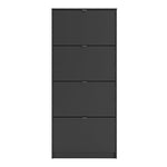 Shoes Shoe Cabinet 4 Flip Down Doors and 1 layer in Matt Black 