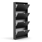 Shoes Shoe Cabinet 4 Flip Down Doors and 1 layer in Matt Black 