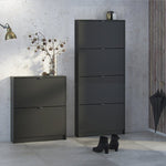 Shoes Shoe Cabinet 4 Flip Down Doors and 1 layer in Matt Black 