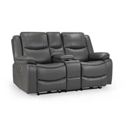 Gray leather power reclining sofa 