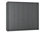 Singapore 255cm Hinged Door Wardrobe Graphite 
