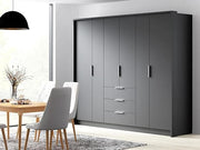 Singapore 255cm Hinged Door Wardrobe Graphite 