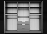 Singapore 255cm Hinged Door Wardrobe Graphite 