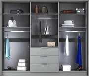 Singapore 255cm Hinged Door Wardrobe Graphite 