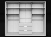 Singapore 255cm Hinged Door Wardrobe White 