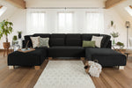 Sloane Sofa Black U Shape Corner  - 335 x 190 x 190 CM 
