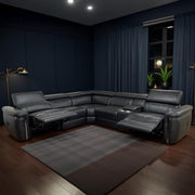 Somerville Black Leather Electric Recliner Corner Sofa