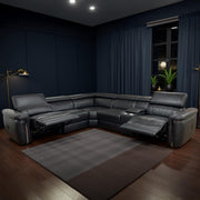 Somerville Black Leather Electric Recliner Corner Sofa