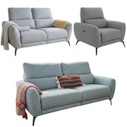Sorrento Grey Fabric 3+2+1 Seater Electric Recliner Sofa Set