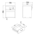 Space 3 Piece Bundle, Bedside, Chest and 2 Door 1 Drawer Wardrobe in Oak 