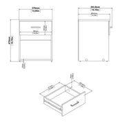 Space 3 Piece Bundle, Bedside, Chest and 2 Door 1 Drawer Wardrobe in Oak 