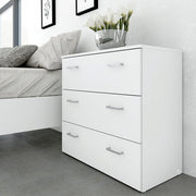 Space 3 Piece Bundle, Bedside, Chest and 2 Door Wardrobe in White 