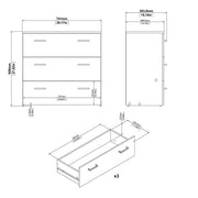 Space 3 Piece Bundle, Bedside, Chest and 2 Door Wardrobe in White 
