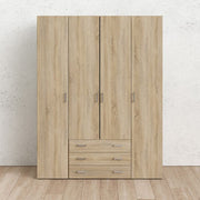 Space Wardrobe - 4 Doors 3 Drawers in Oak 2000 