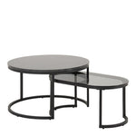 Spiro Round/Oval Coffee Table Set with Black Marble/Smoked Melamine Glass Top 