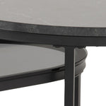 Spiro Round/Oval Coffee Table Set with Black Marble/Smoked Melamine Glass Top 